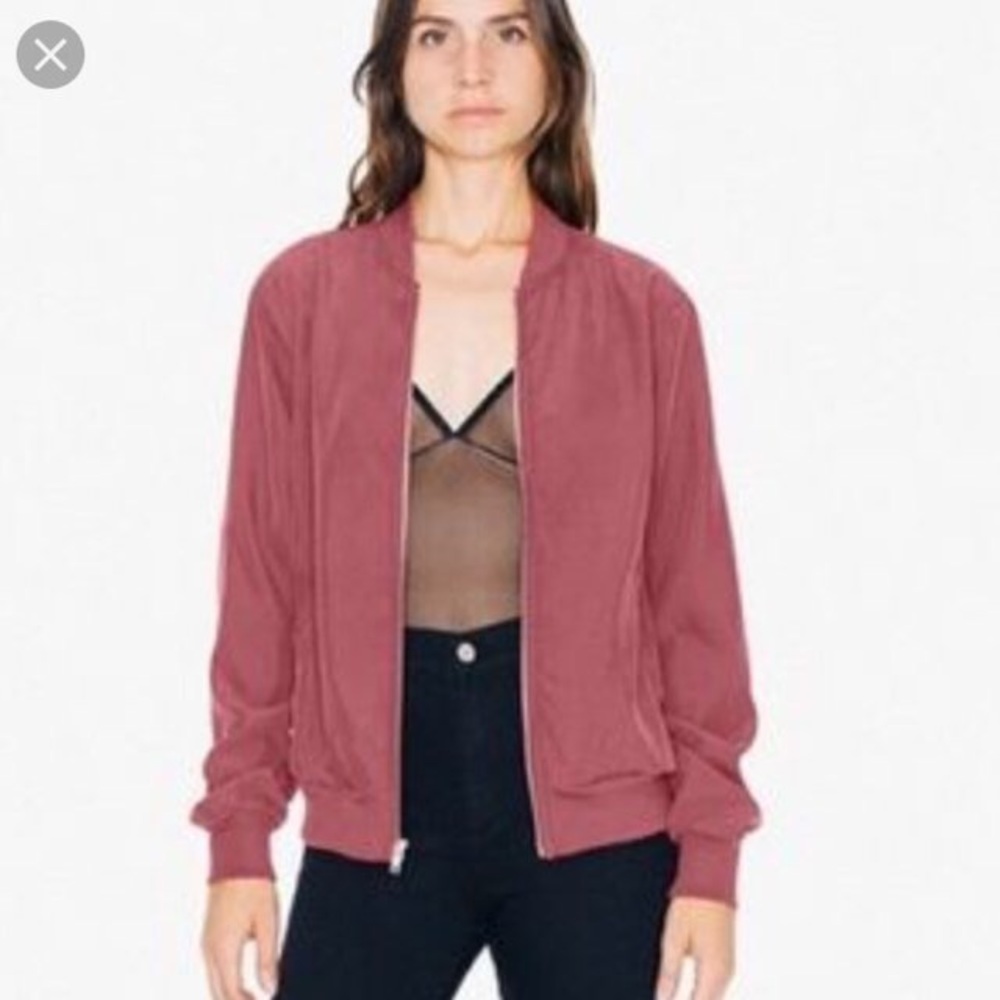 American Apparel Bomber Jacket in XS Cabernet NWOT
